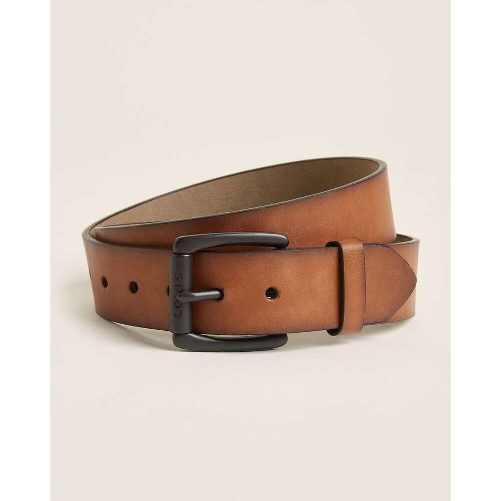 Levi's‎ Belt Mens Medium 34-36 Brown Faux Leather Riveted Belt NWT